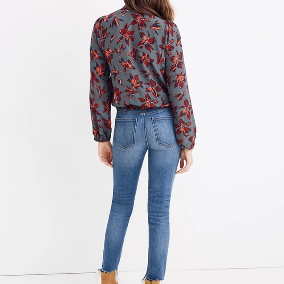 Madewell Silk Tie-Neck Wrap Top in Winter Orchid - Picture 4 of 8